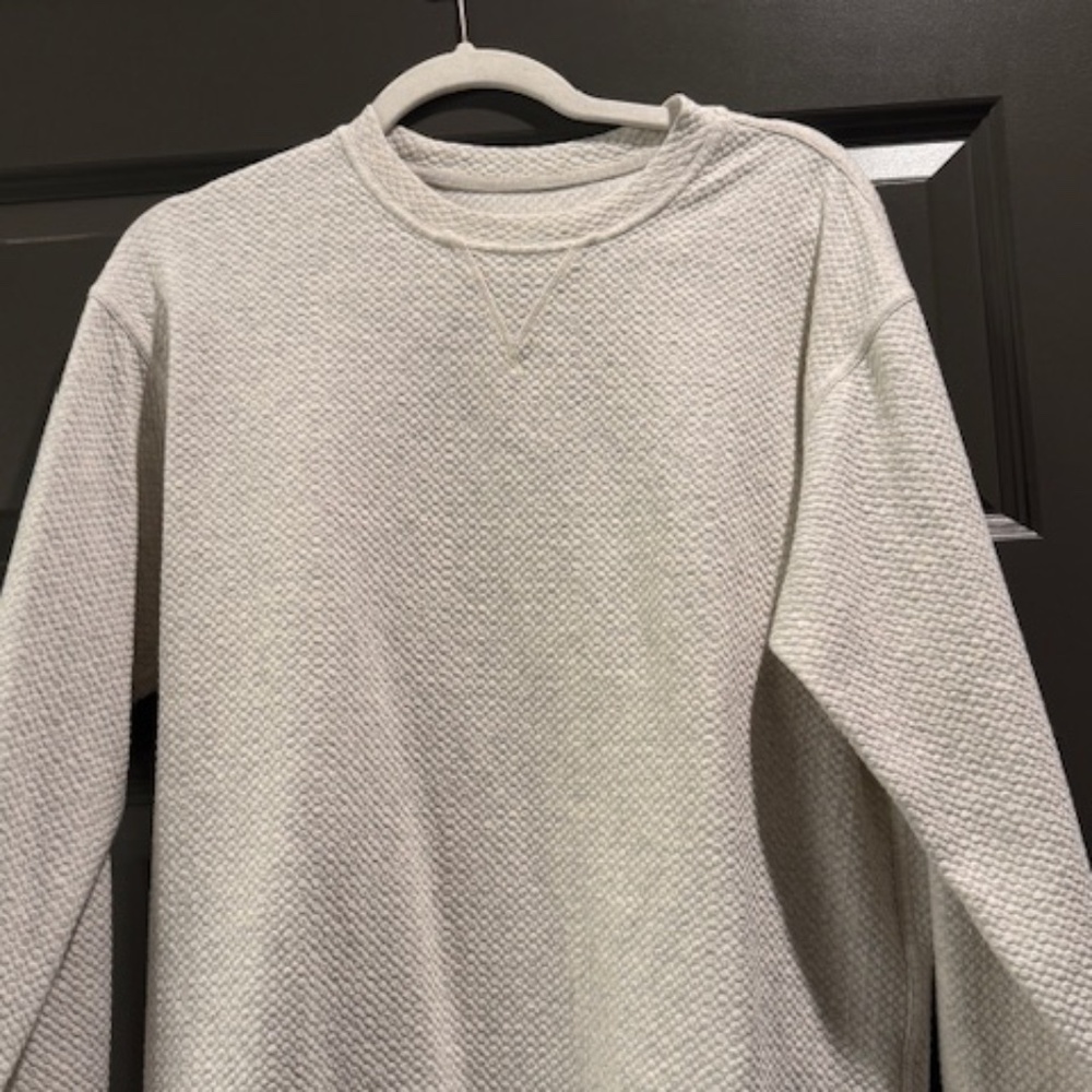 Lululemon Waffle Knit Crewneck Sweatshirt White Textured Pullover